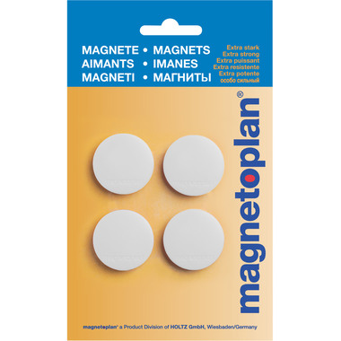 MAGNETOPLAN Aimants Magnum 16600400 blanc, Blister 4 pcs.