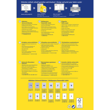 AVERY ZWECKFORM Etiketten 45,7x21,2mm L4736REV1 weiss 480 Stück