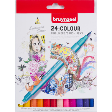 BRUYNZEEL Fineliner/Brushpen Set 60325024 assortiert 24 Stück