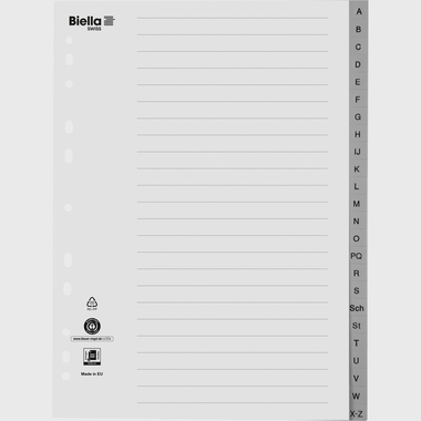 BIELLA Register PP A4 47142400U grau A-Z 24-teilig