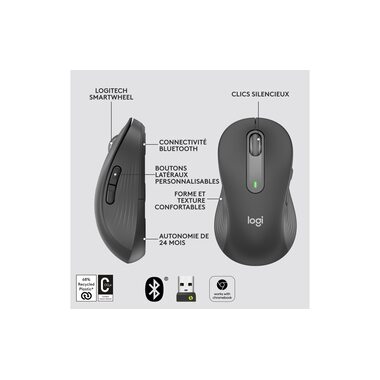 Logitech Maus Signature M650 L left Graphite