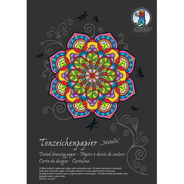 URSUS Tonzeichenpapier-Block A4 2134698SE 130g, metallic ass. 20 Blatt