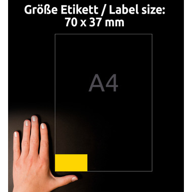 AVERY ZWECKFORM Etiquettes 70x37mm 3451 Universel, jaune 100fl./24pc.