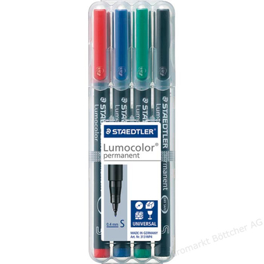 STAEDTLER Lumocolor permanent S 313-WP4 4 couleurs ass.