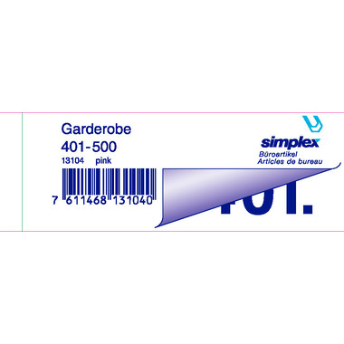 SIMPLEX Blocco guardaroba 401-500 13104 pink 100 fogli