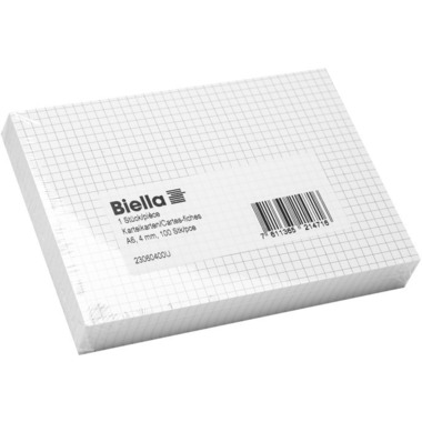 BIELLA Cartes-fiches quadrill. 4mm A6 23060400U blanc 100 pcs.