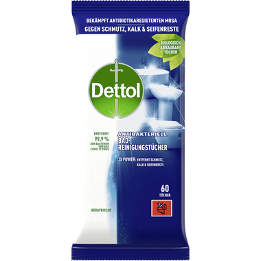DETTOL Lingettes nettoyantes bain 3193975 frais de la montagne 60 pcs.