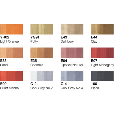 COPIC Marker Classic 20075701 Architektur-Farben, 12 Stück