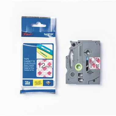 PTOUCH Nastro, plastificato ne/rosso TZe-MPRG31 PT-DV600VP 12 mm