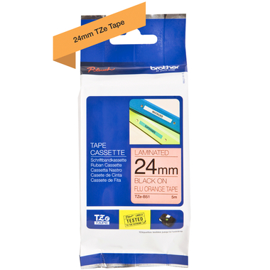 PTOUCH Nastro, lam.fluor.nero/aranci. TZe-B51 PT-540 24 mm