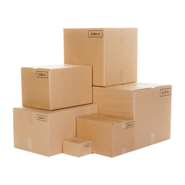 Folding box of 1-wall cardboard in brown 387x282x250mm