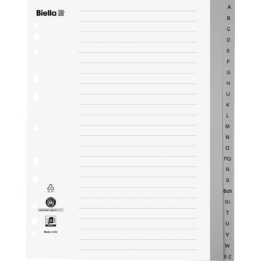 BIELLA Répertoires PP A4+ 47842400U gris A-Z 24 pcs.