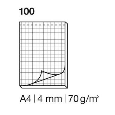 ELCO Bloc-notes quadrillé 4mm A4 74425.17 blanc, 70gm2 100 flls.