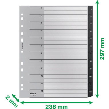 LEITZ Répertoire PP Recycle A4+ 1209-00-00 noir 1-12