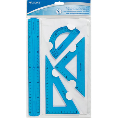 WESTCOTT Geometrie-Set Flexi E-10302 00 blau/rot/grün 4-teilig