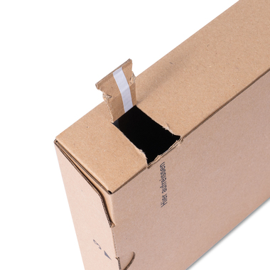 Flat packaging with tuck-in flap in brown 245x46x343mm