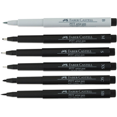 FABER-CASTELL Pitt Artist Pen Manga Mangaka 167124 nero 6 pezzi