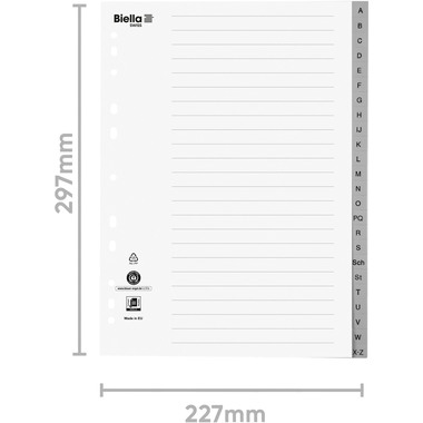 BIELLA Register PP A4 47142400U grau A-Z 24-teilig