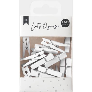 I AM CREATIVE Pince en bois Let`s Organize 4035.19 blanc, 35mm, FSC 25 pièces
