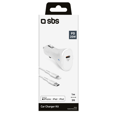 Car charger and USB-C to Lightning cable