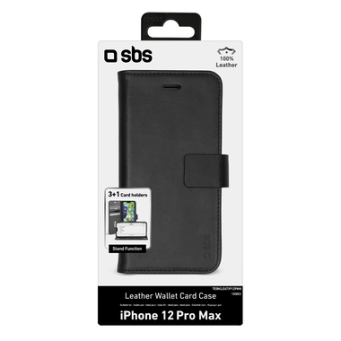 Klapphülle aus echtem Leder für iPhone 12 Pro Max