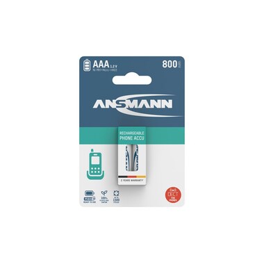 Ansmann Batterie Phone NiMH AAA pour téléphones DECT 800 mAh, 2 Pièce/s