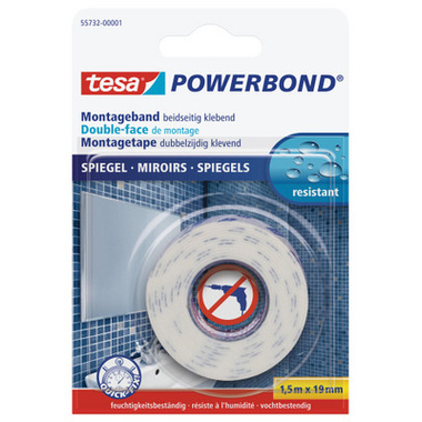 TESA Powerbond miroirs 19mmx1.5m 557320000 Bande montage, double-face
