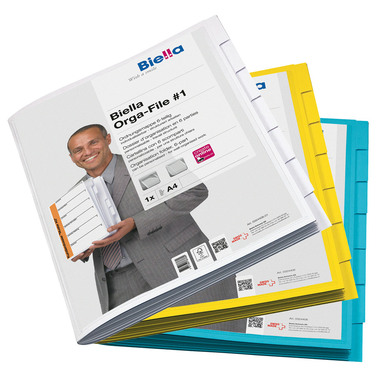BIELLA Ordnungsmappe Orga-File A4 32440601U weiss, 6-teilig, Sichttasche