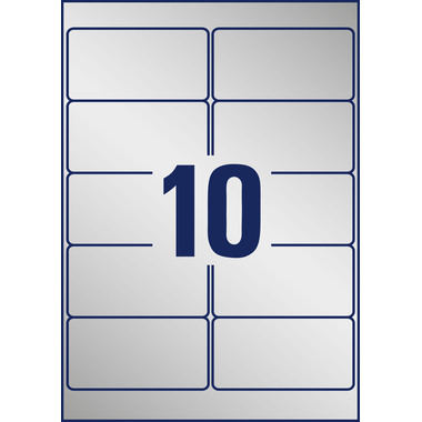 AVERY ZWECKFORM Typenschild-Labels 96x50,8mm L6012-20 silber, Laser 200 St./20 Blatt