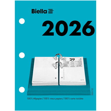 BIELLA bloc-notes 2026 885700000026U 1A/1P gris/noir ML 8x10.8cm