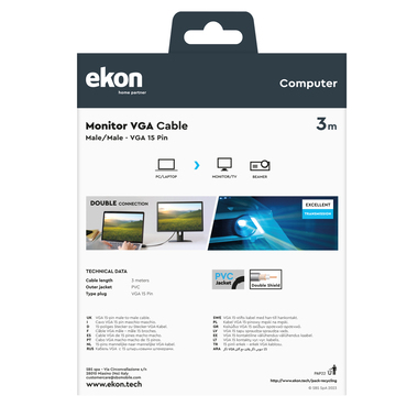Câble d'extension pour moniteur VGA | Ekon