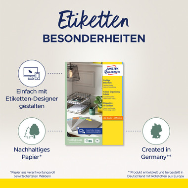 AVERY ZWECKFORM Etiketten A4 3470 rot 100 Stück