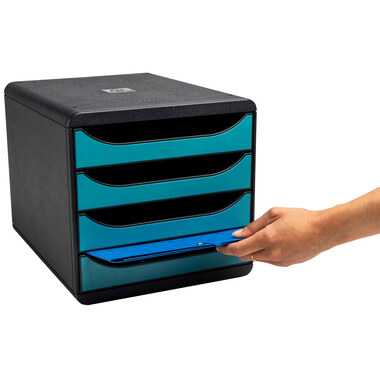 EXACOMPTA Schubladenbox Skandi A4+ 31034D pazifikblau 4 Schubl.