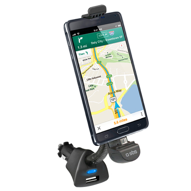 Autohalterung mit Micro-USB-Anschluss und USB-Port für Smartphones bis 5,5" | SBS