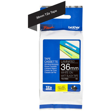PTOUCH Nastro lam. opaco bianco/nero TZE-M365 PT-D800W/D900W 36mm