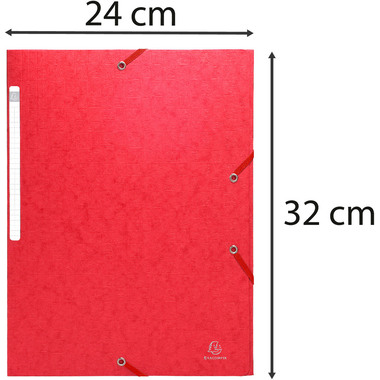 EXACOMPTA Classeur à élastique A4 55755E rouge 3 volets