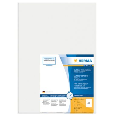 HERMA Etiquettes film 297x420mm 9544 blanc,PP mat 40 pcs./40 flls.