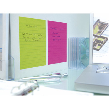 POST-IT Block Super Sticky 125x200mm 5845-SSEU grün/pink, 2x45 Blatt, liniert