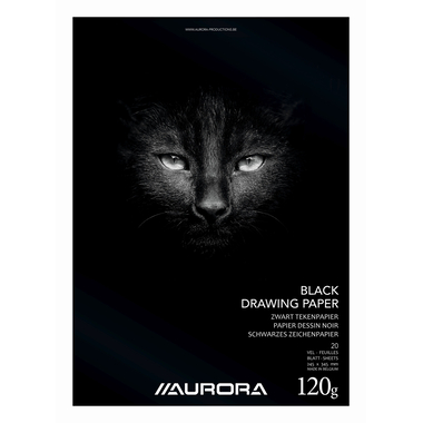 AURORA Zeichenblock 24,5X34,5cm BL3 schwarz, 120g 20 Blatt