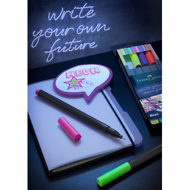 FABER-CASTELL Finepen Grip 0.4mm 151603 5 couleurs, neon