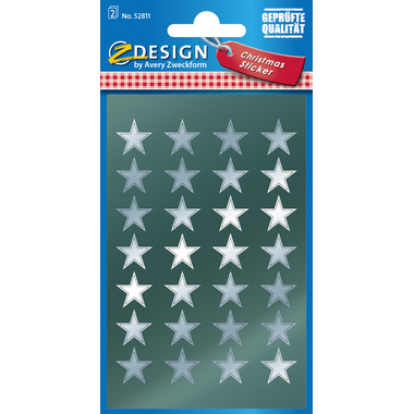 Z-DESIGN Sticker Sterne 52811 silber 2 Bogen
