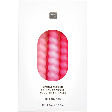 RICO DESIGN Candele a spirale 10cm 400107 Mix rosa 10 pezzi