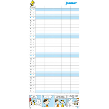 HEYE Planificateur Peanuts 2026 1589+26 1M/1P AL 5 colonnes 21x45cm