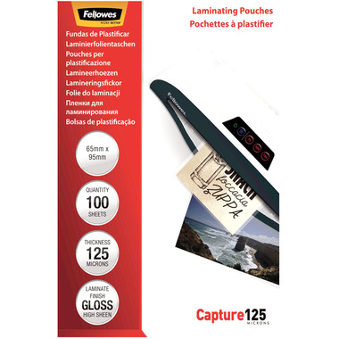 FELLOWES Laminiertasche 65x95mm 5306702 glanz, 125my 100 Stk