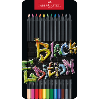 FABER-CASTELL Matite Black Edition 116413 12 colori, astuccio metallico