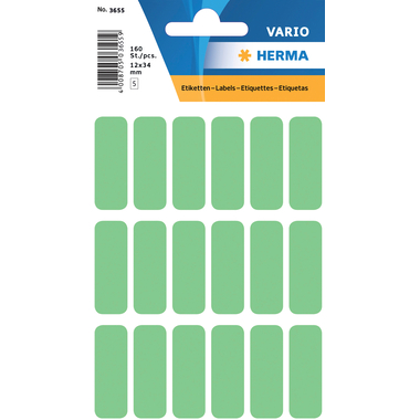 HERMA Etiquettes 12x34mm 3655 vert, perm. 90 pcs.