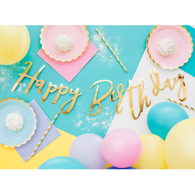 PARTYDECO Guirlande Happy Birthday 62cm GRL75-019M or