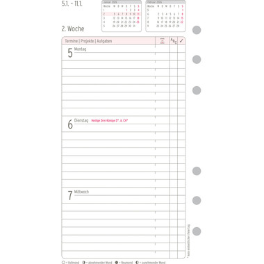 CHRONOPLAN Ersatz Wochenplan 2026 50256Z.26 1W/2S in Zeilen Midi