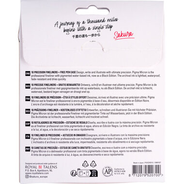 SAKURA Pigma Micron Set 0.03-1.2mm POXSDKB10 mit Stifteetui 10 Stück