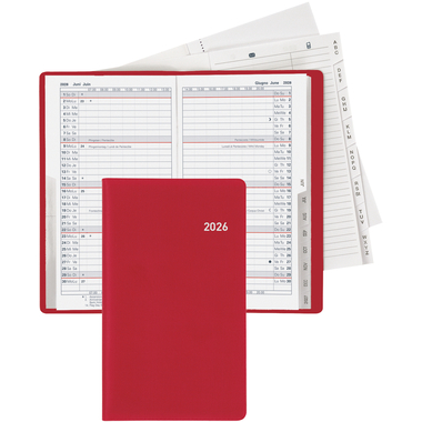 BIELLA Agenda Luzern 2026 855512470026U 1M/2P rouge vin ML 8.7x15.3cm